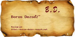 Boros Dezső névjegykártya
